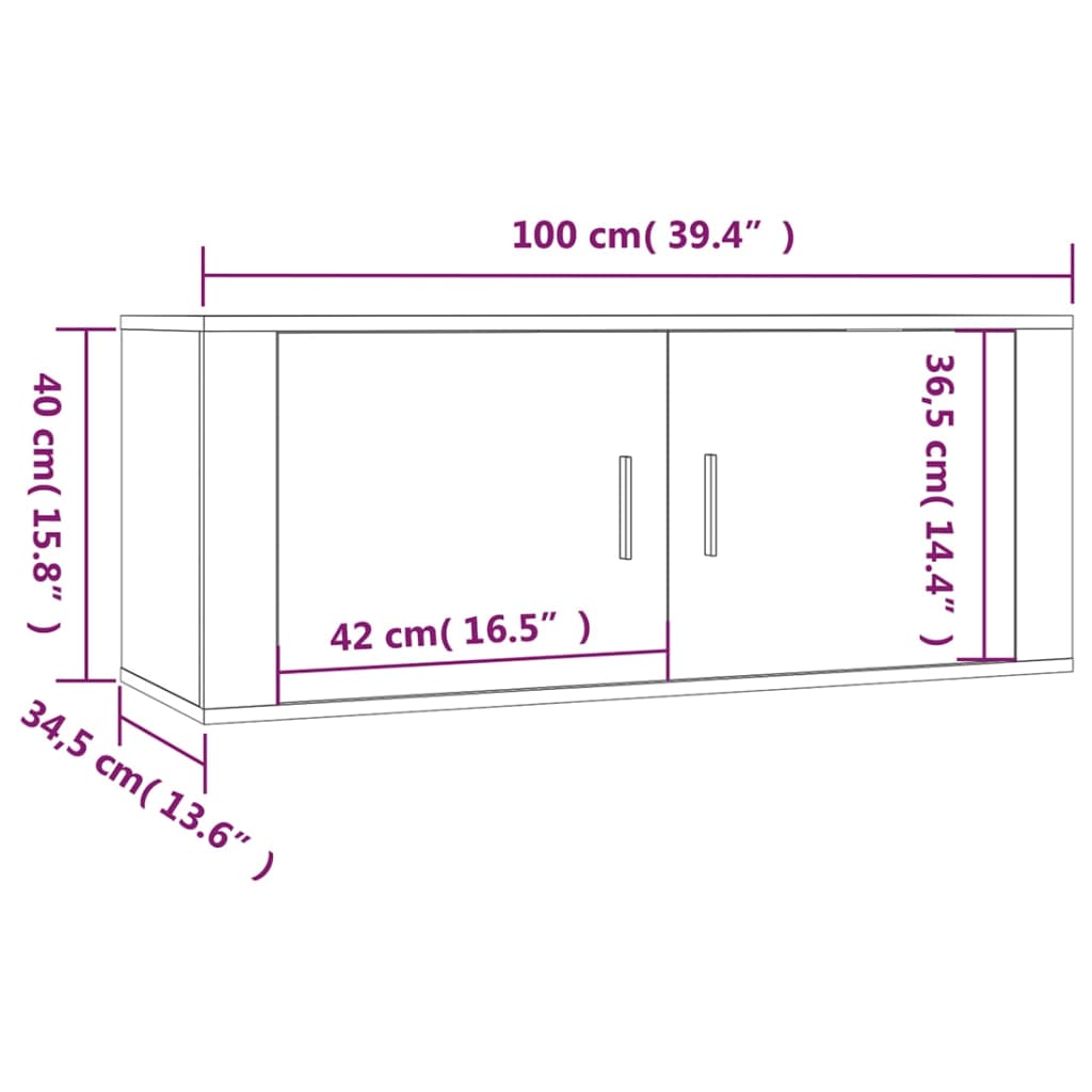 3 db fehér falra szerelhető TV-szekrény 100 x 34,5 x 40 cm 9