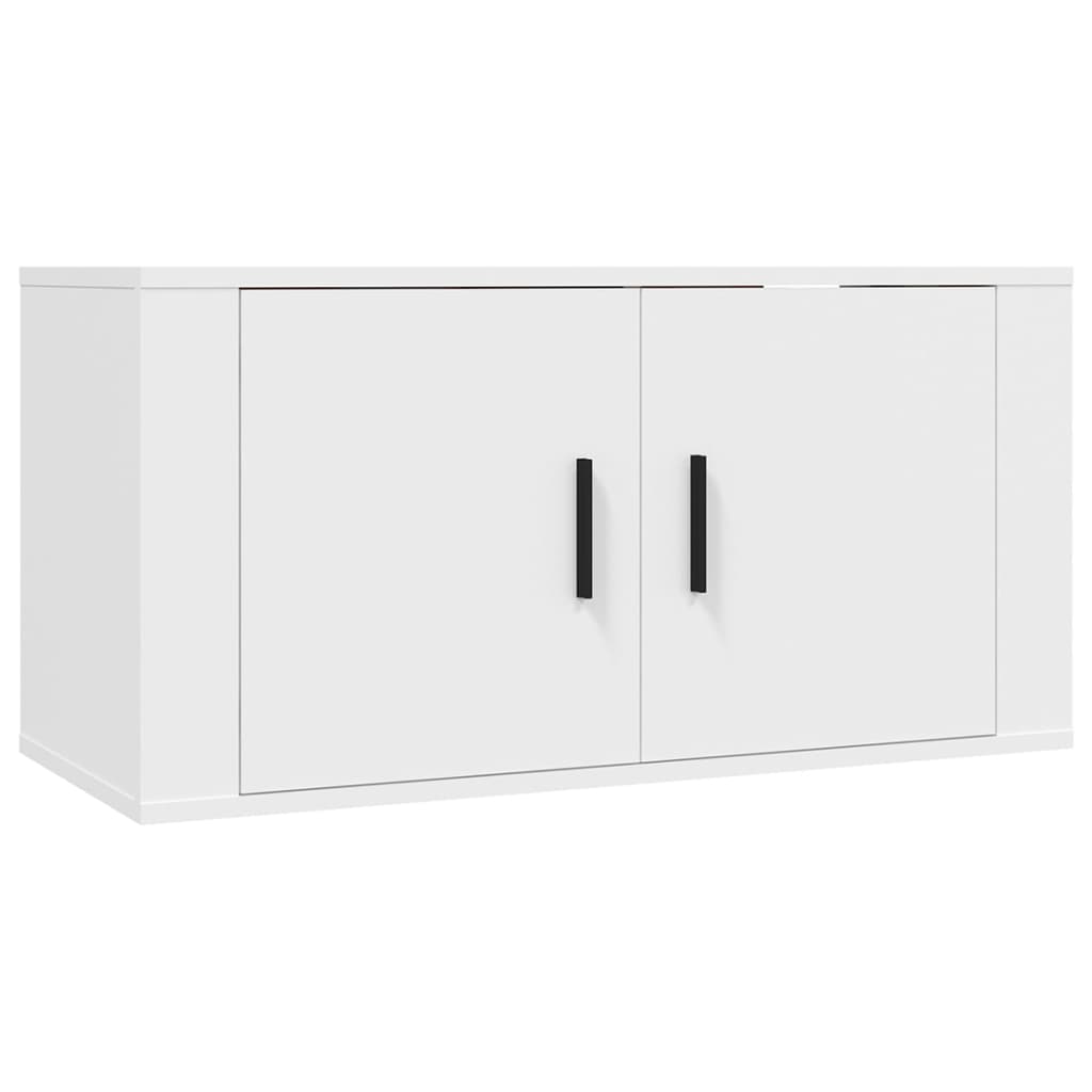 2 részes fehér szerelt fa TV-szekrényszett 4