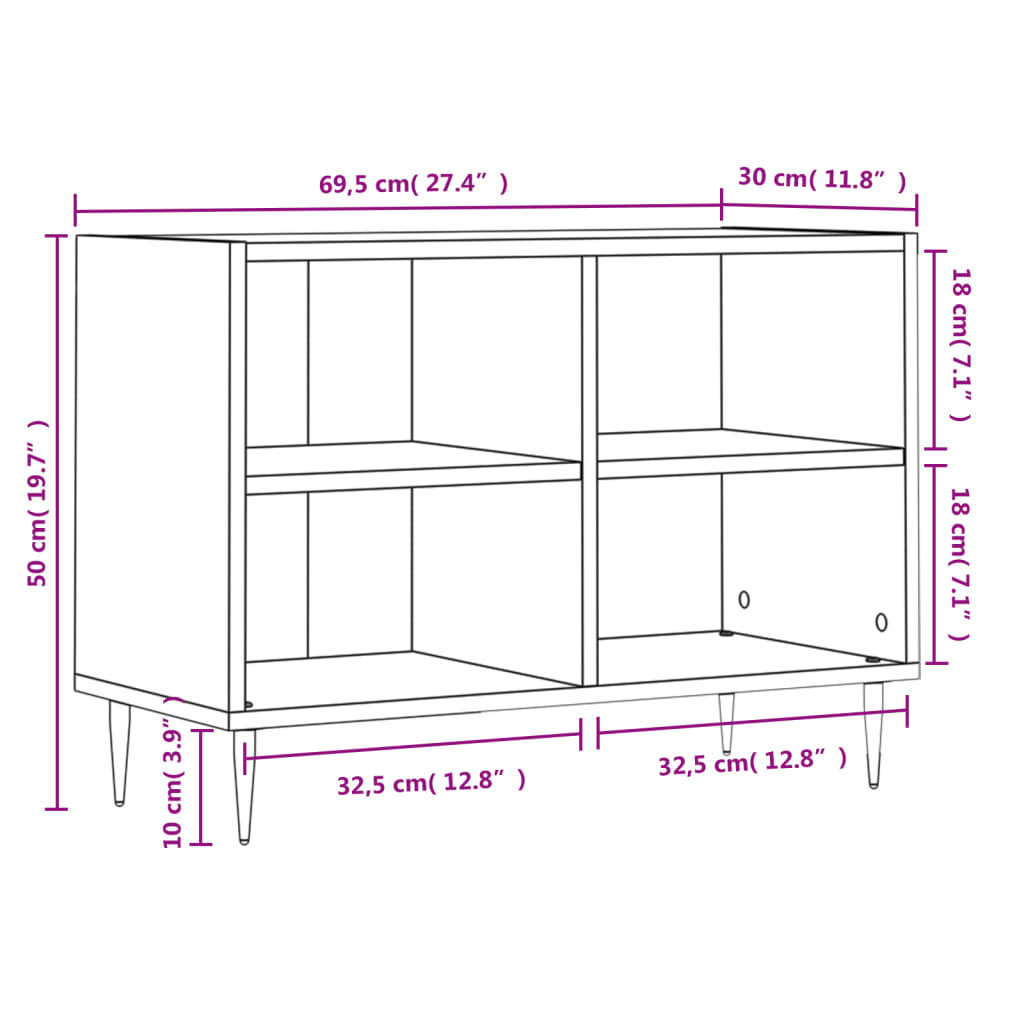 Betonszürke szerelt fa TV-szekrény 69,5x30x50 cm 9