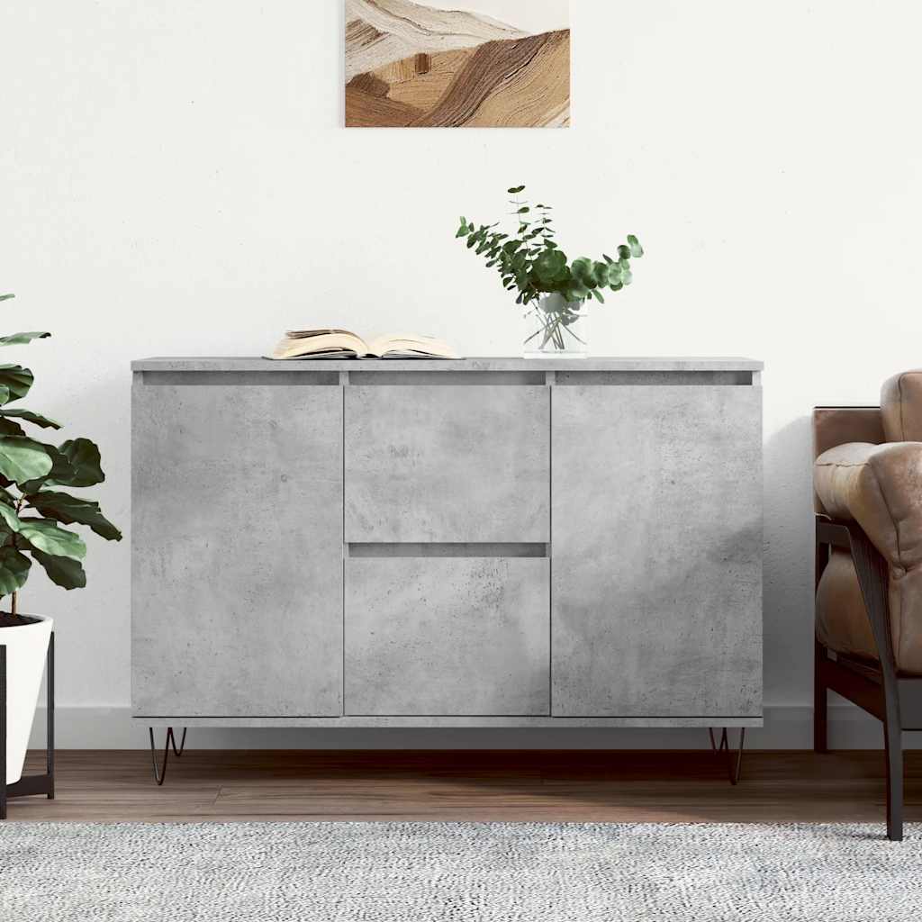 Betonszürke szerelt fa tálalószekrény 101,5 x 35 x 70 cm