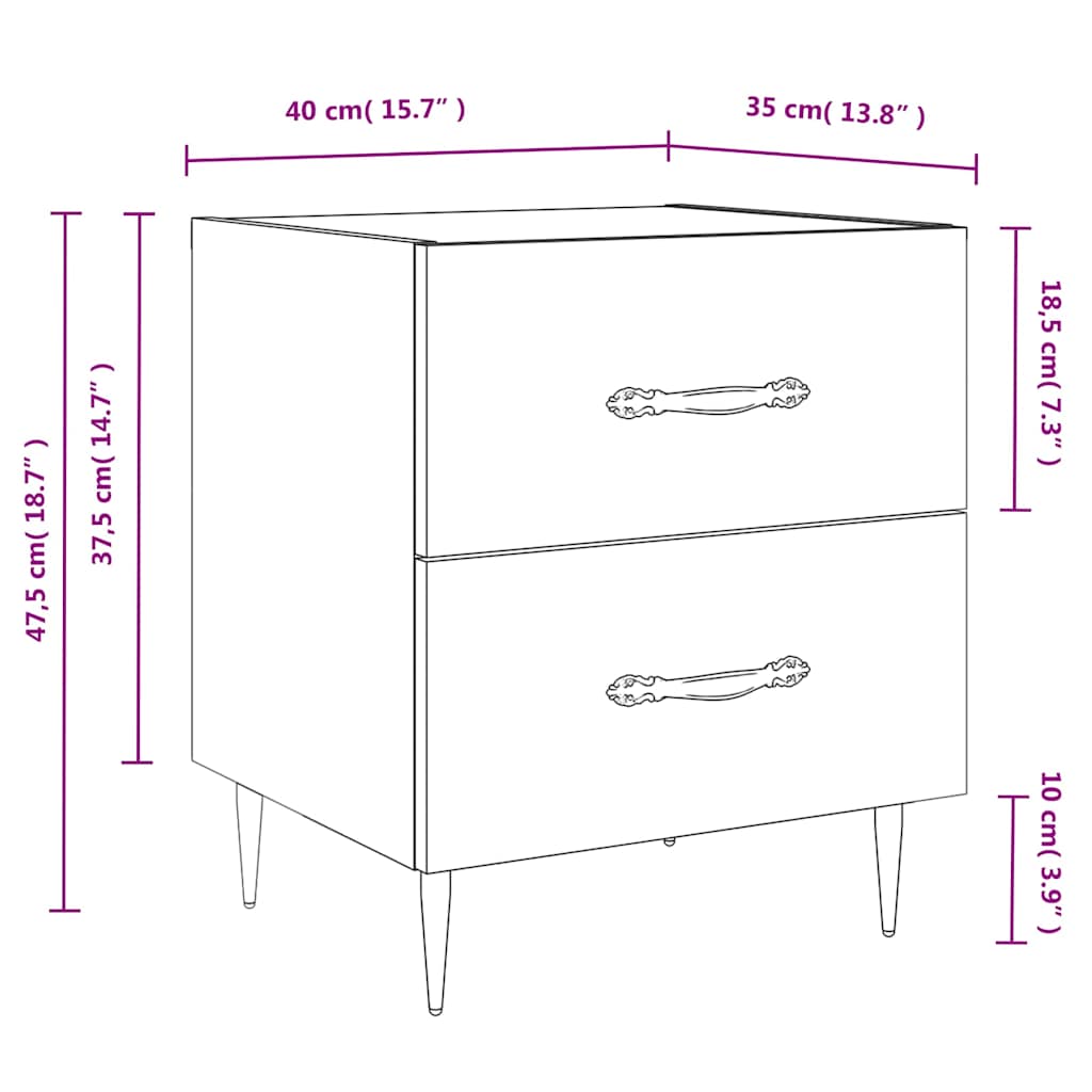 2 db betonszürke szerelt fa éjjeliszekrény 40 x 35 x 47,5 cm 13
