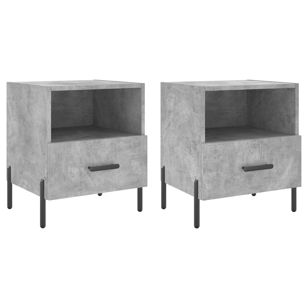 2 db betonszürke szerelt fa éjjeliszekrény 40 x 35 x 47,5 cm 2