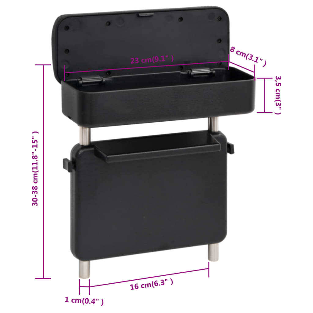 Univerzális fekete autó kartámasz 23x8x(30-38) cm ABS 9