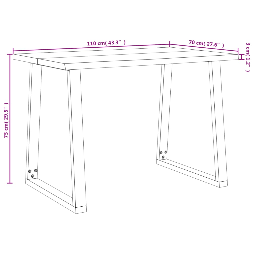 Tömör akácfa étkezőasztal természetes éllel 110 x 70 x 75 cm 9