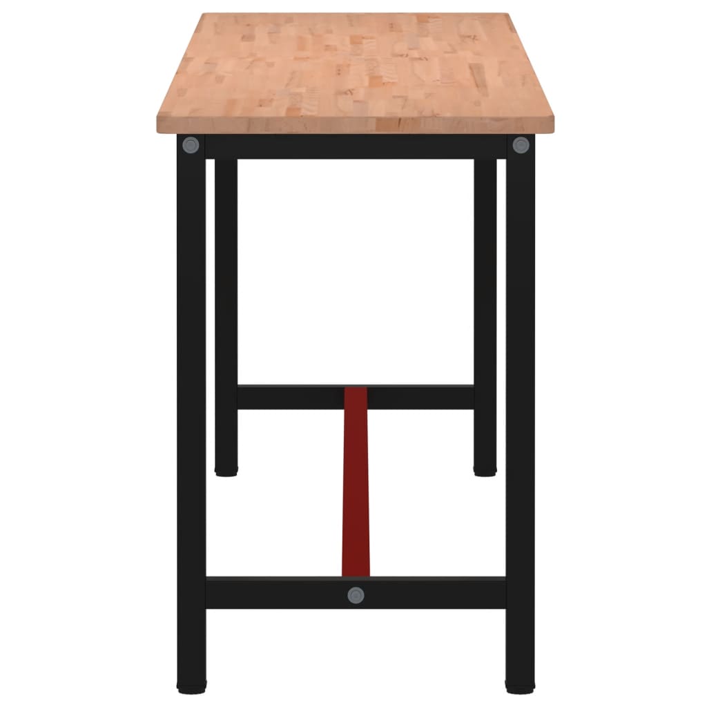 Tömör bükkfa és fém munkaasztallap 220x55x81,5 cm 4