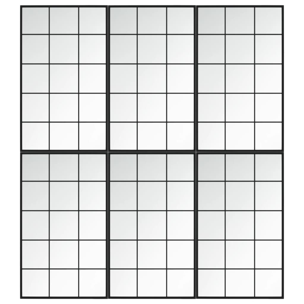 6 db fekete fém fali tükör 100x60 cm 2