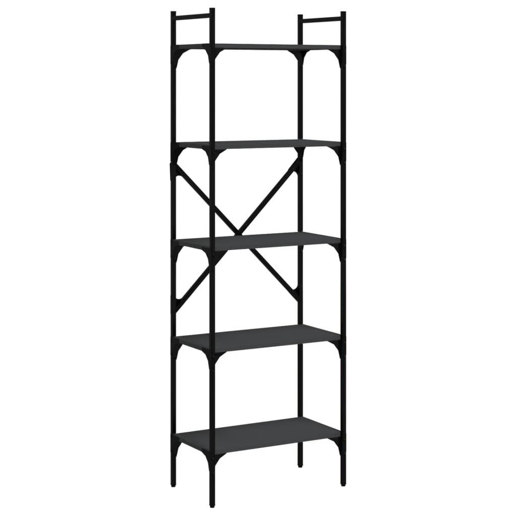 5 szintes fekete szerelt fa könyvespolc 56 x 31,5 x 174 cm 2
