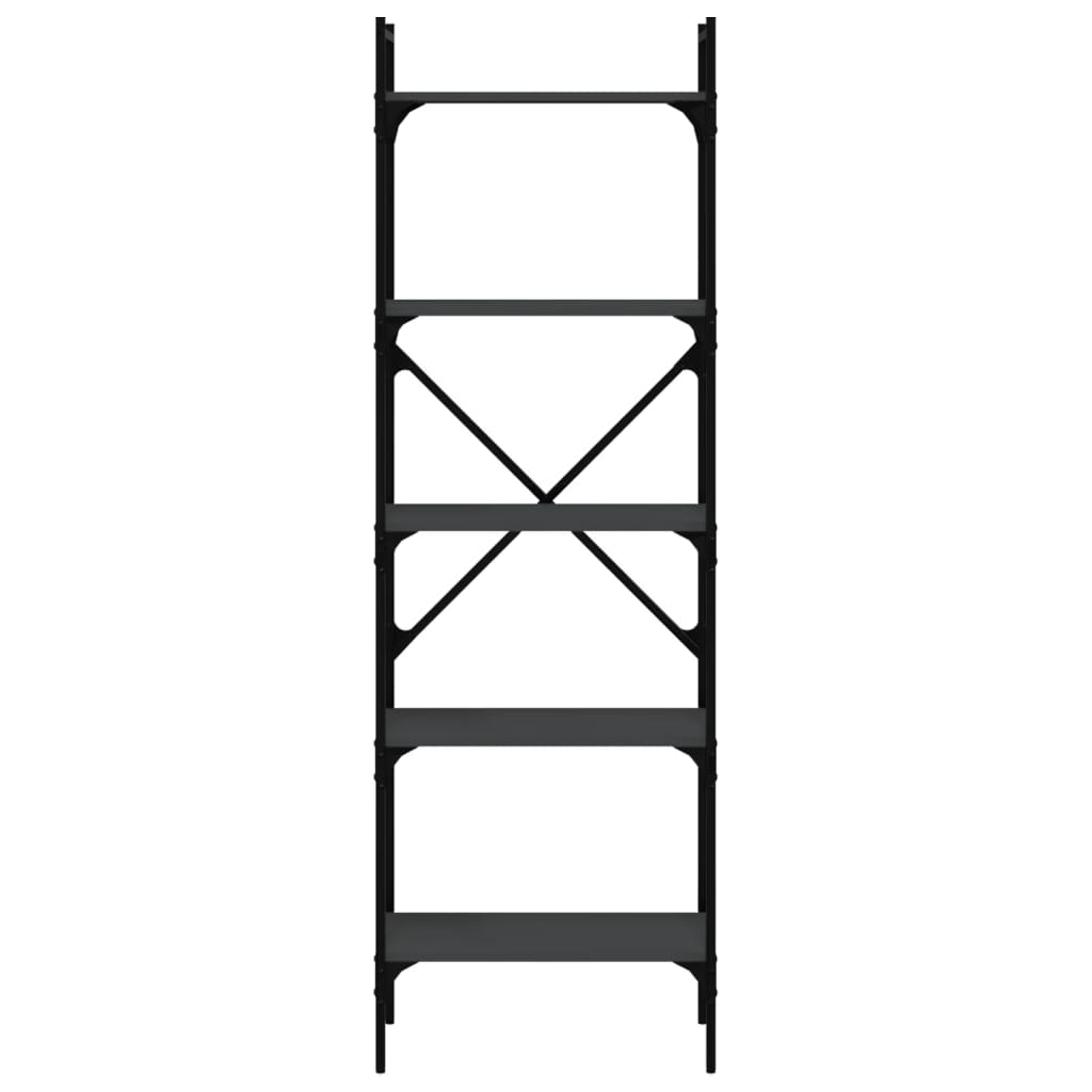 5 szintes fekete szerelt fa könyvespolc 56 x 31,5 x 174 cm 3