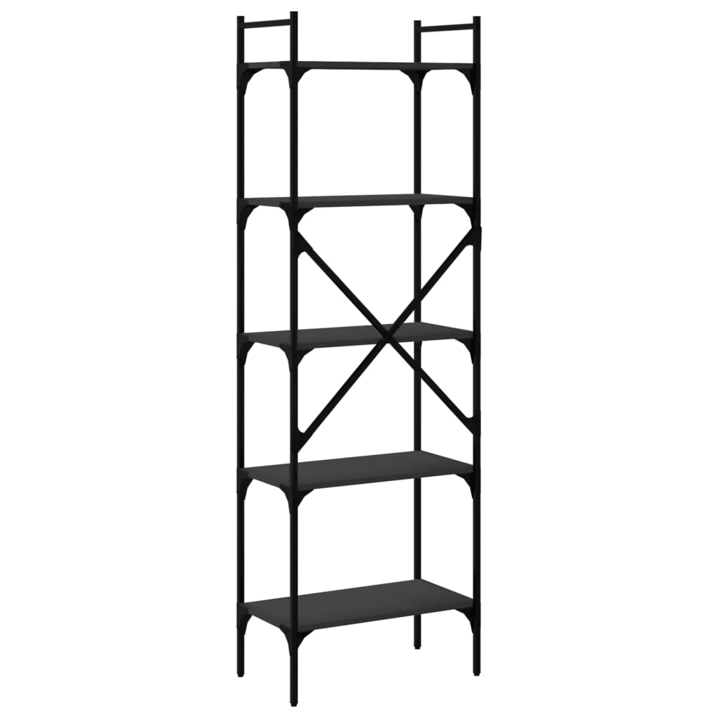5 szintes fekete szerelt fa könyvespolc 56 x 31,5 x 174 cm 4