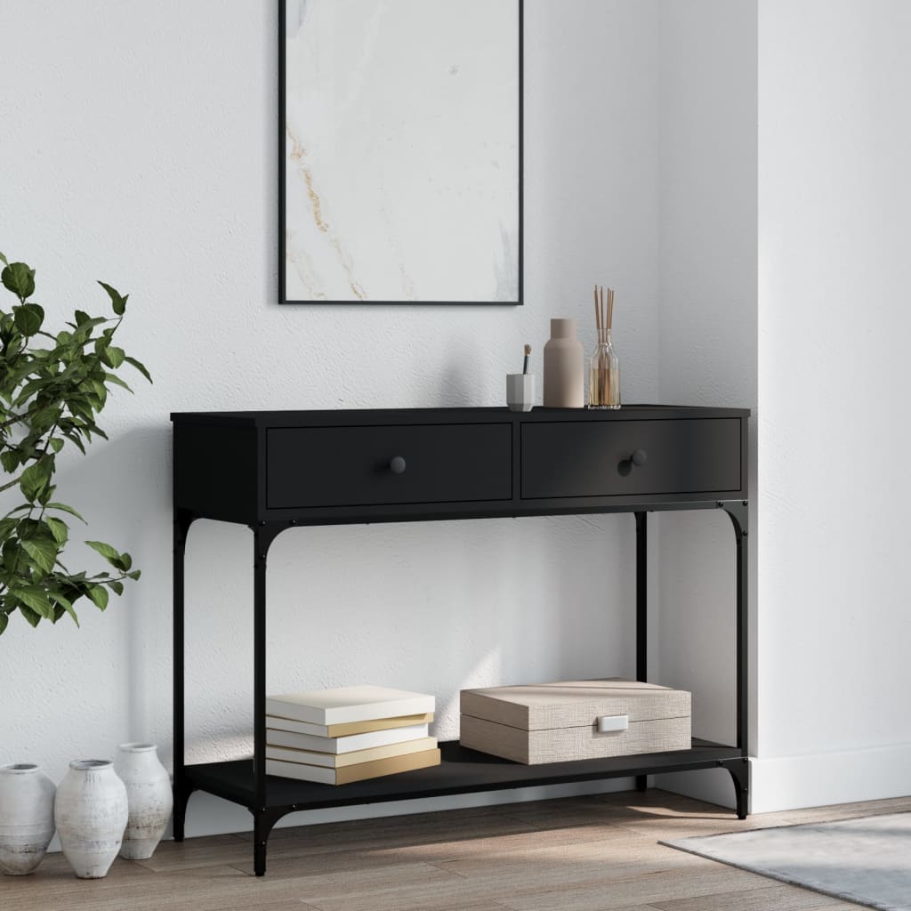 Fekete szerelt fa tálalóasztal 100 x 34,5 x 75 cm