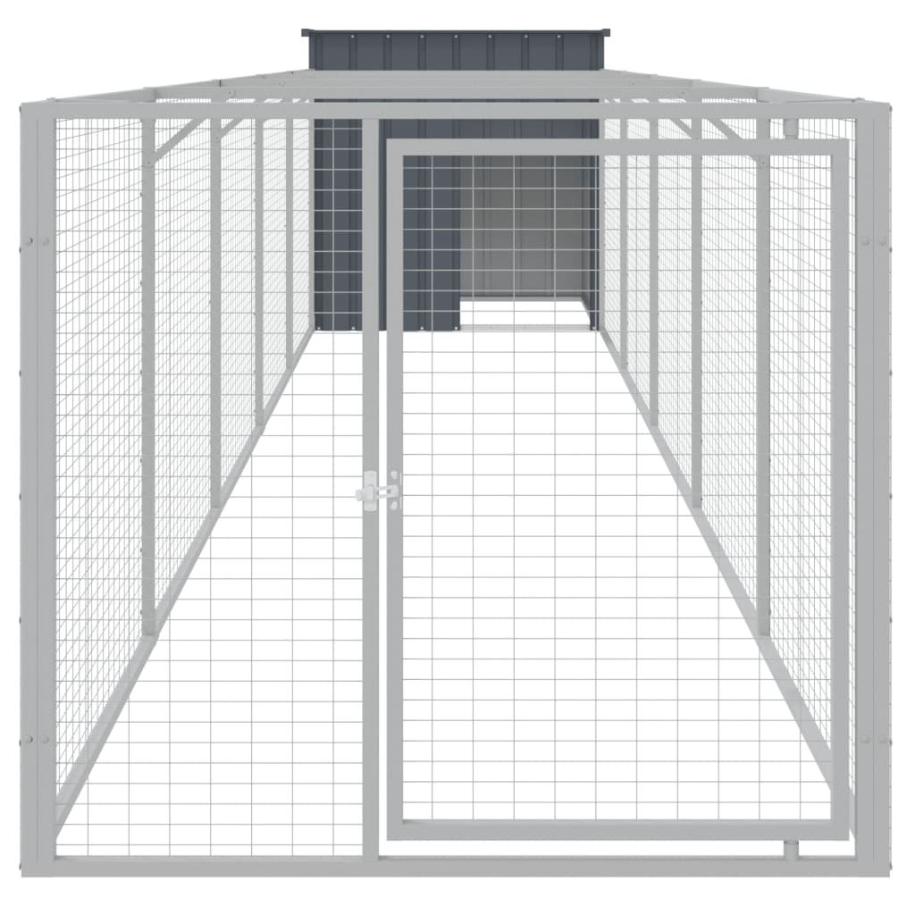 Antracit horganyzott acél kutyakennel kifutóval 110x609x110 cm 3
