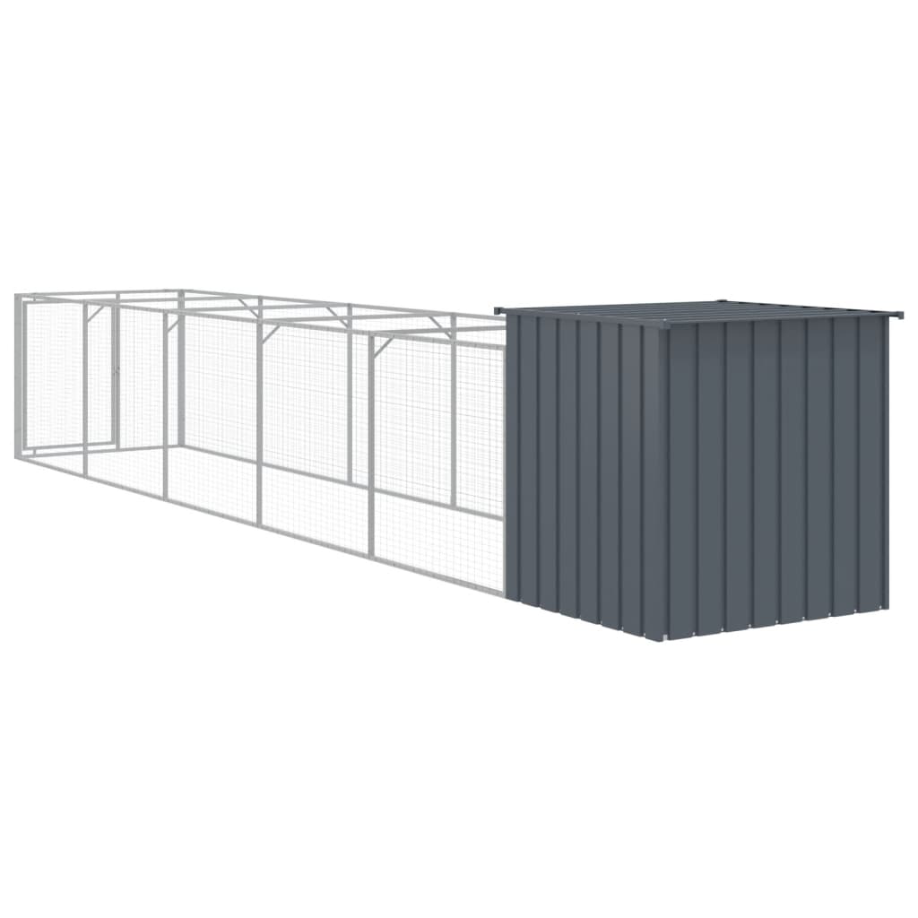 Antracit horganyzott acél kutyakennel kifutóval 110x609x110 cm 5