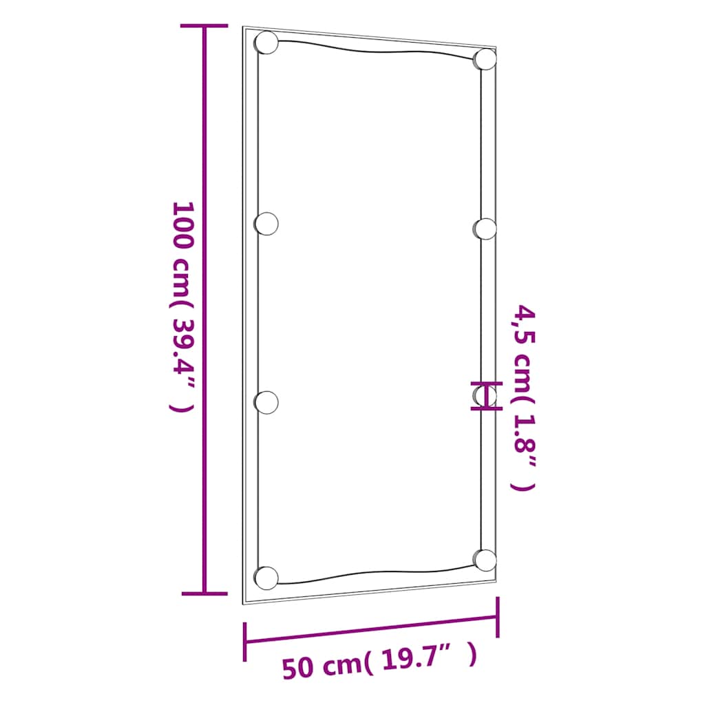 Téglalap alakú üveg falitükör LED fényekkel 50 x 100 cm 16
