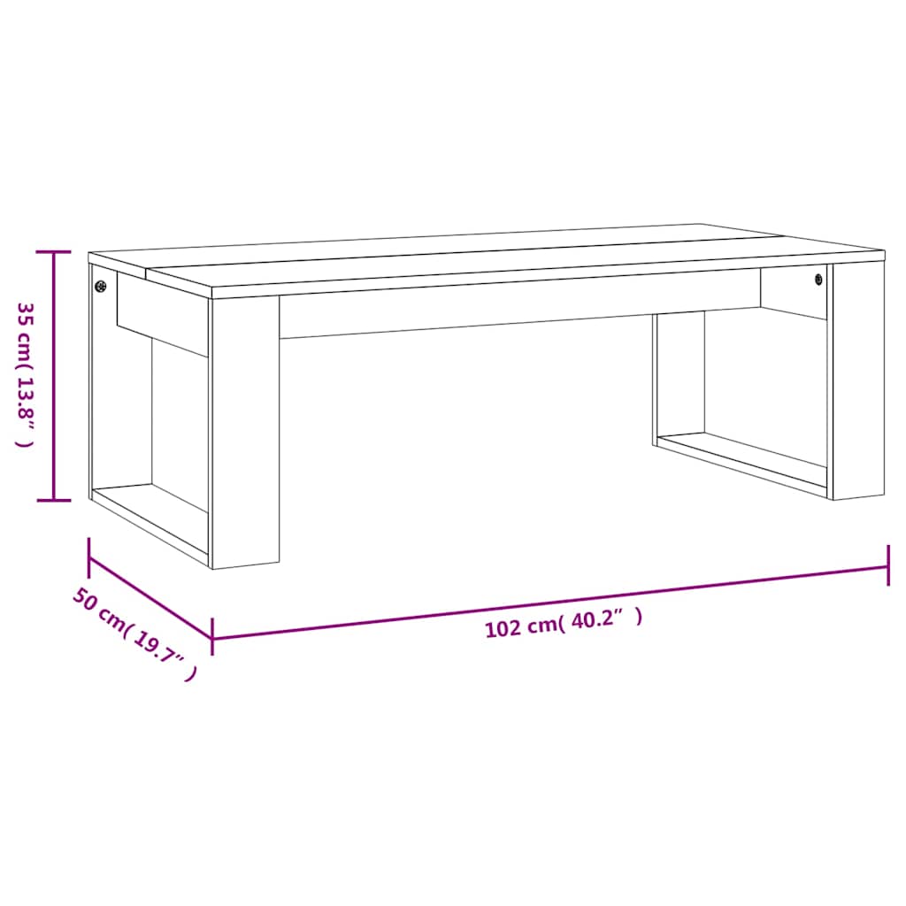 Betonszürke szerelt fa dohányzóasztal 102x50x35 cm 9