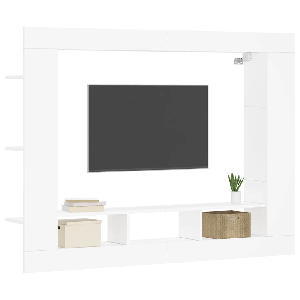 Fehér szerelt fa TV-szekrény 152 x 22 x 113 cm 3