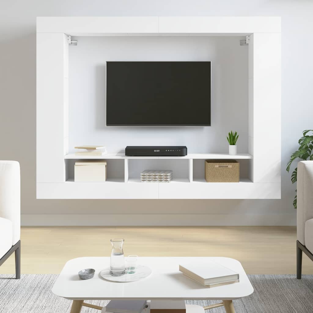 Fehér szerelt fa TV-szekrény 152 x 22 x 113 cm