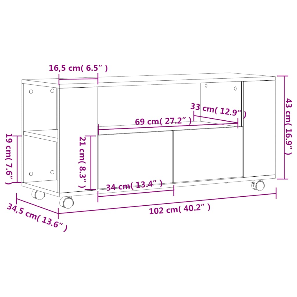Szürke sonoma színű szerelt fa TV-szekrény 102x34,5x43 cm 11