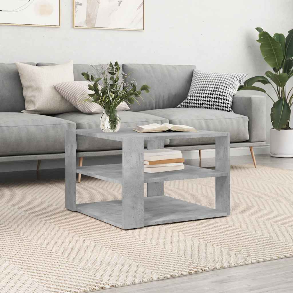 Betonszürke szerelt fa dohányzóasztal 58 x 58 x 40 cm