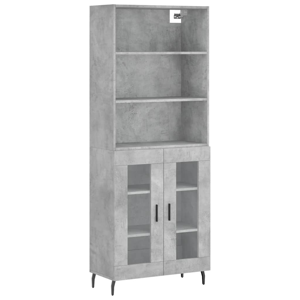 Betonszürke szerelt fa magasszekrény 69,5 x 34 x 180 cm 2