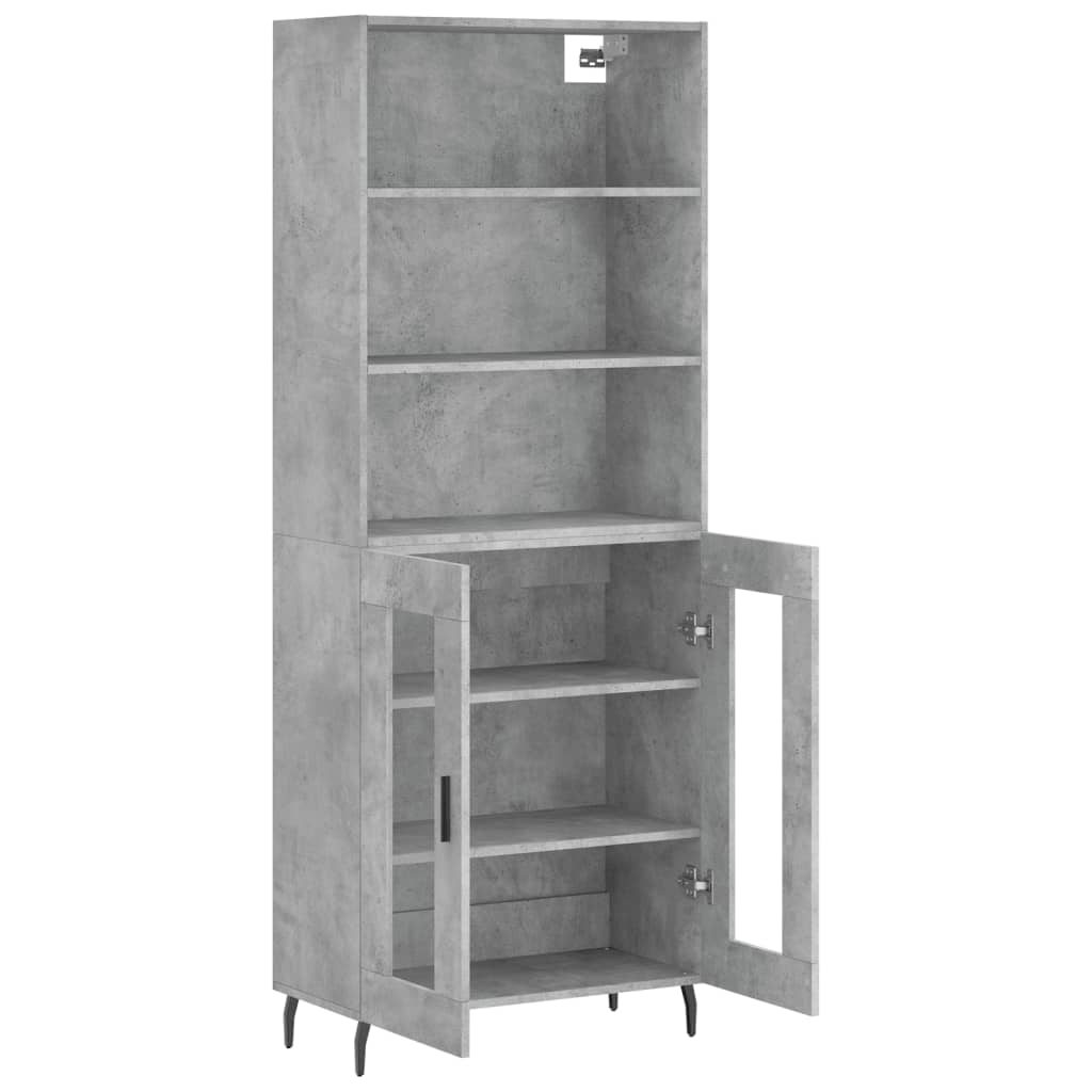 Betonszürke szerelt fa magasszekrény 69,5 x 34 x 180 cm 4