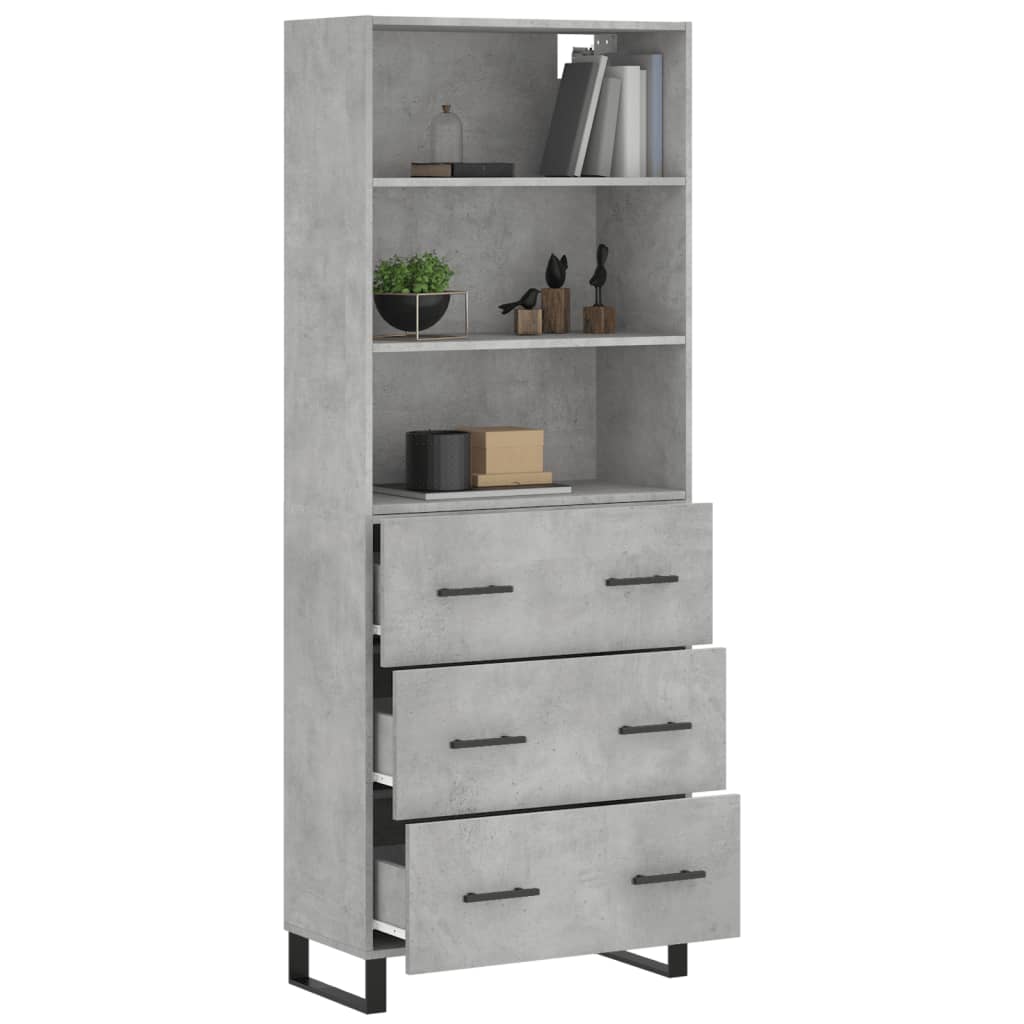Betonszürke szerelt fa magasszekrény 69,5 x 34 x 180 cm 3