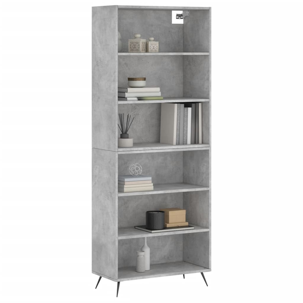 Betonszürke szerelt fa magasszekrény 69,5x32,5x180 cm 9