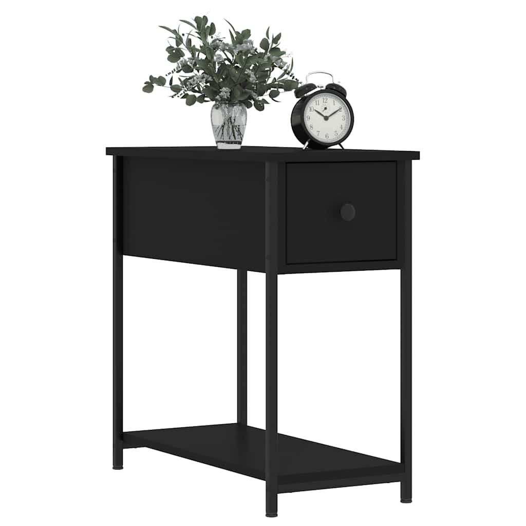 2 db fekete szerelt fa éjjeliszekrény 30x60x60 cm 3