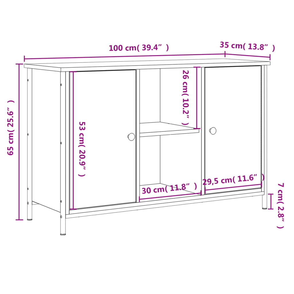 Szürke sonoma színű szerelt fa TV-szekrény 100 x 35 x 65 cm 11