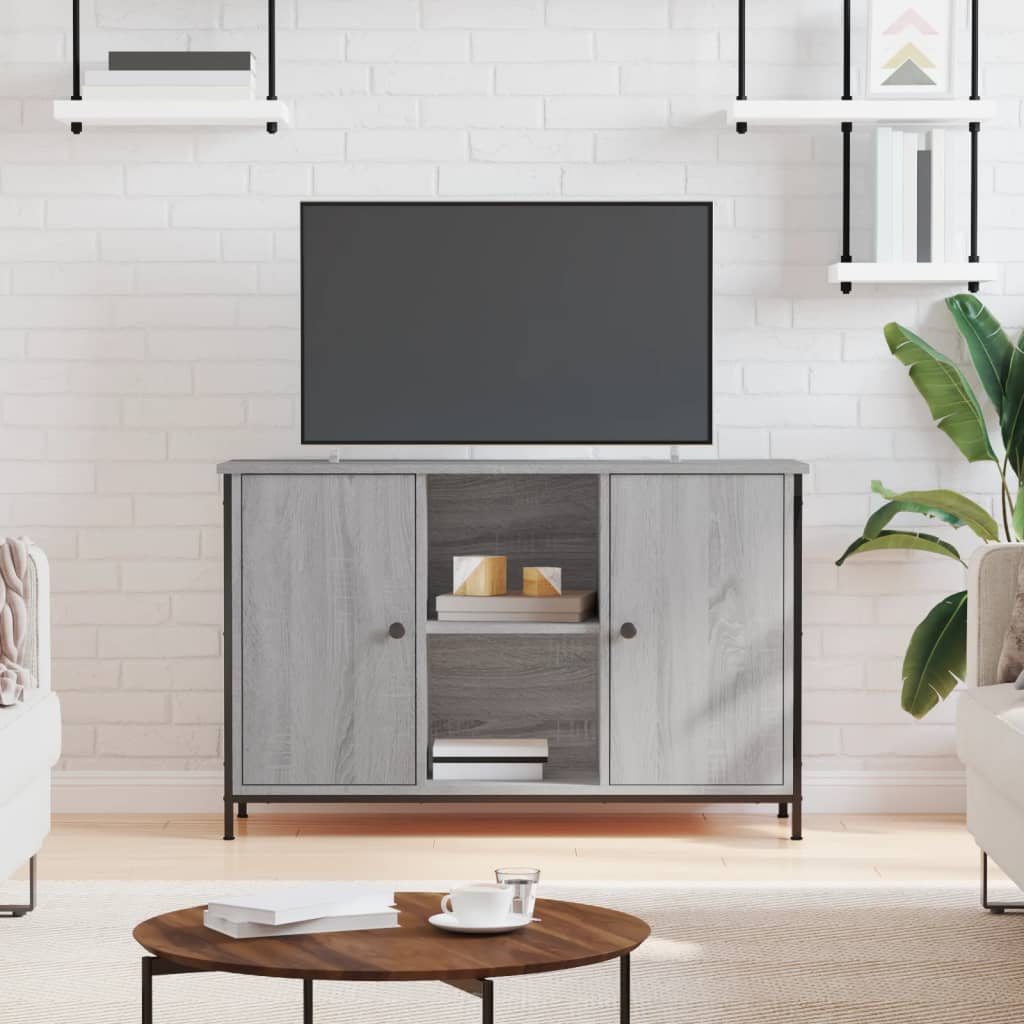 Szürke sonoma színű szerelt fa TV-szekrény 100 x 35 x 65 cm