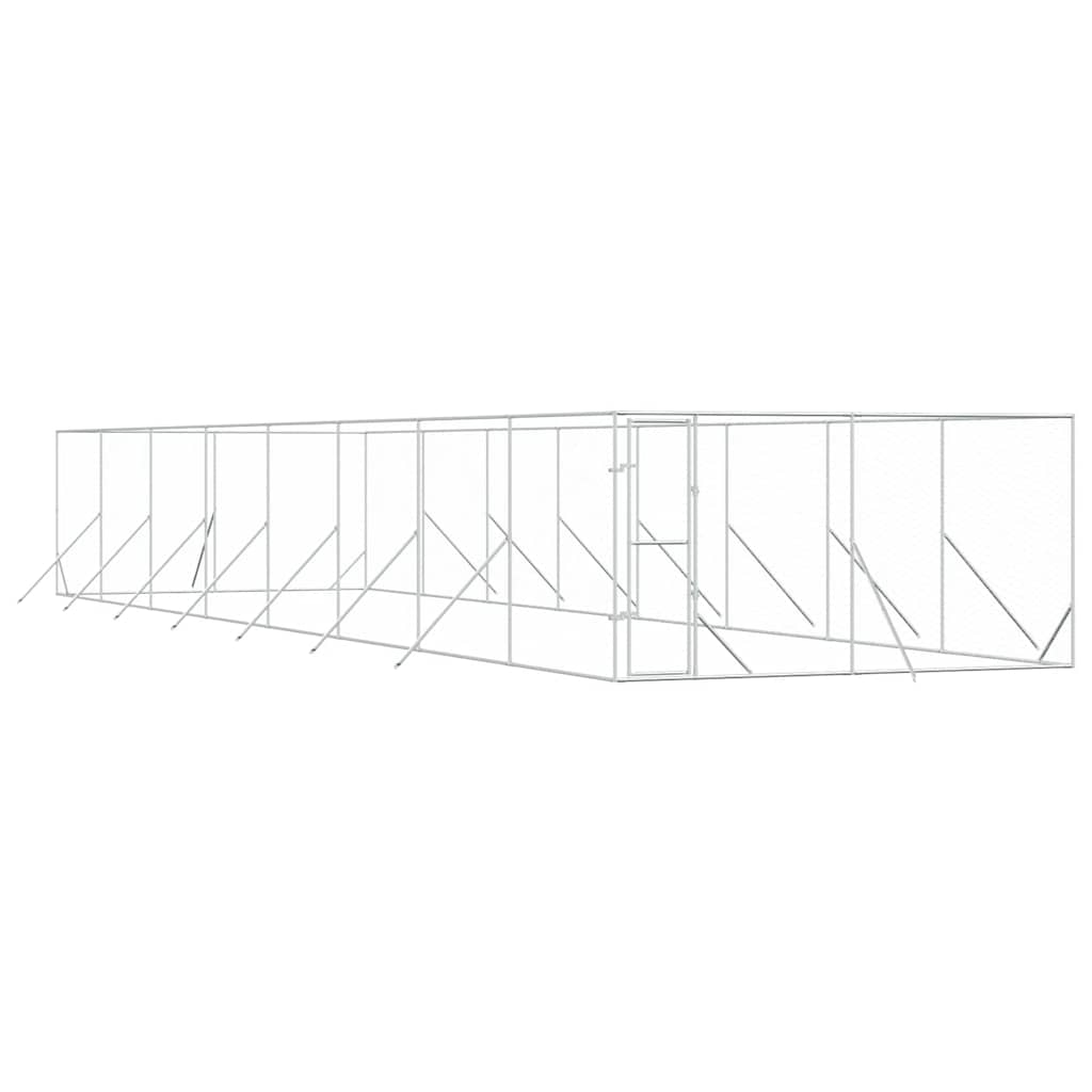 Ezüstszínű kültéri horganyzott acél kutyakennel 4 x 16 x 2 m 2