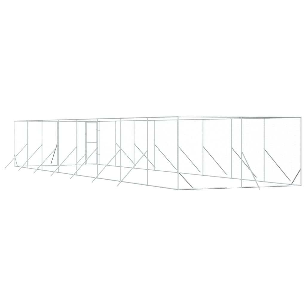 Ezüstszínű kültéri horganyzott acél kutyakennel 4 x 16 x 2 m 7