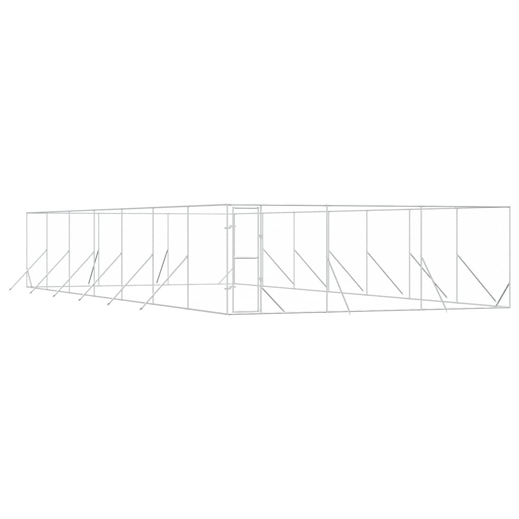 Ezüstszínű kültéri horganyzott acél kutyakennel 6 x 14 x 2 m 2