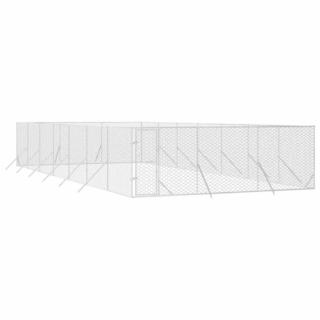 Ezüstszínű kültéri horganyzott acél kutyakennel 6 x 14 x 2 m 3