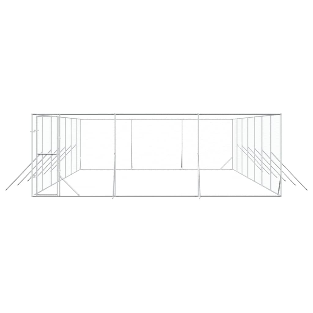 Ezüstszínű kültéri horganyzott acél kutyakennel 6 x 14 x 2 m 5
