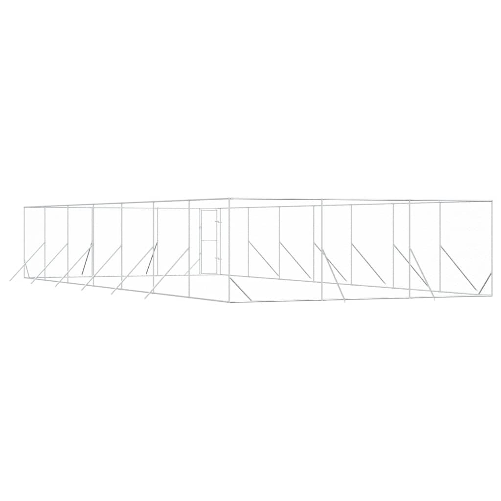 Ezüstszínű kültéri horganyzott acél kutyakennel 6 x 14 x 2 m 7