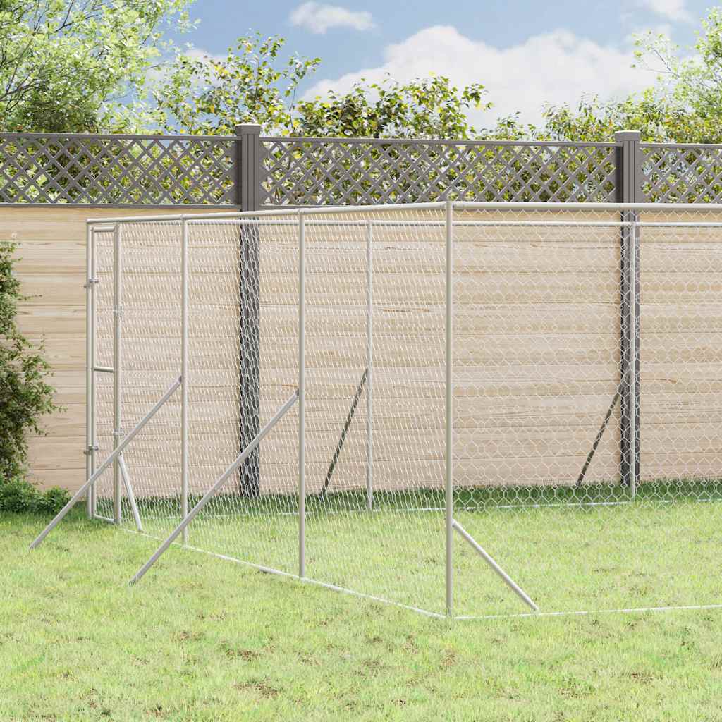 Ezüstszínű kültéri horganyzott acél kutyakennel 6 x 14 x 2 m