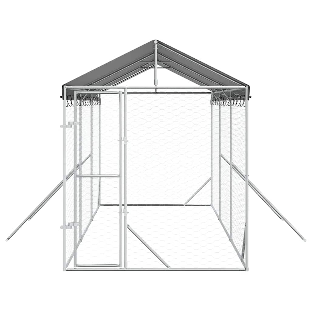 Ezüstszínű horganyzott acél kutyakennel tetővel 2x6x2,5 m 4
