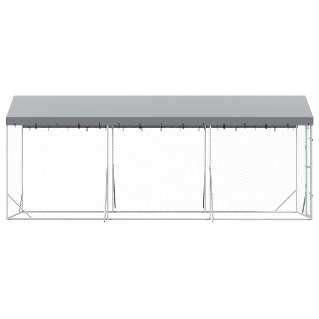 Ezüstszínű horganyzott acél kutyakennel tetővel 2x6x2,5 m 5