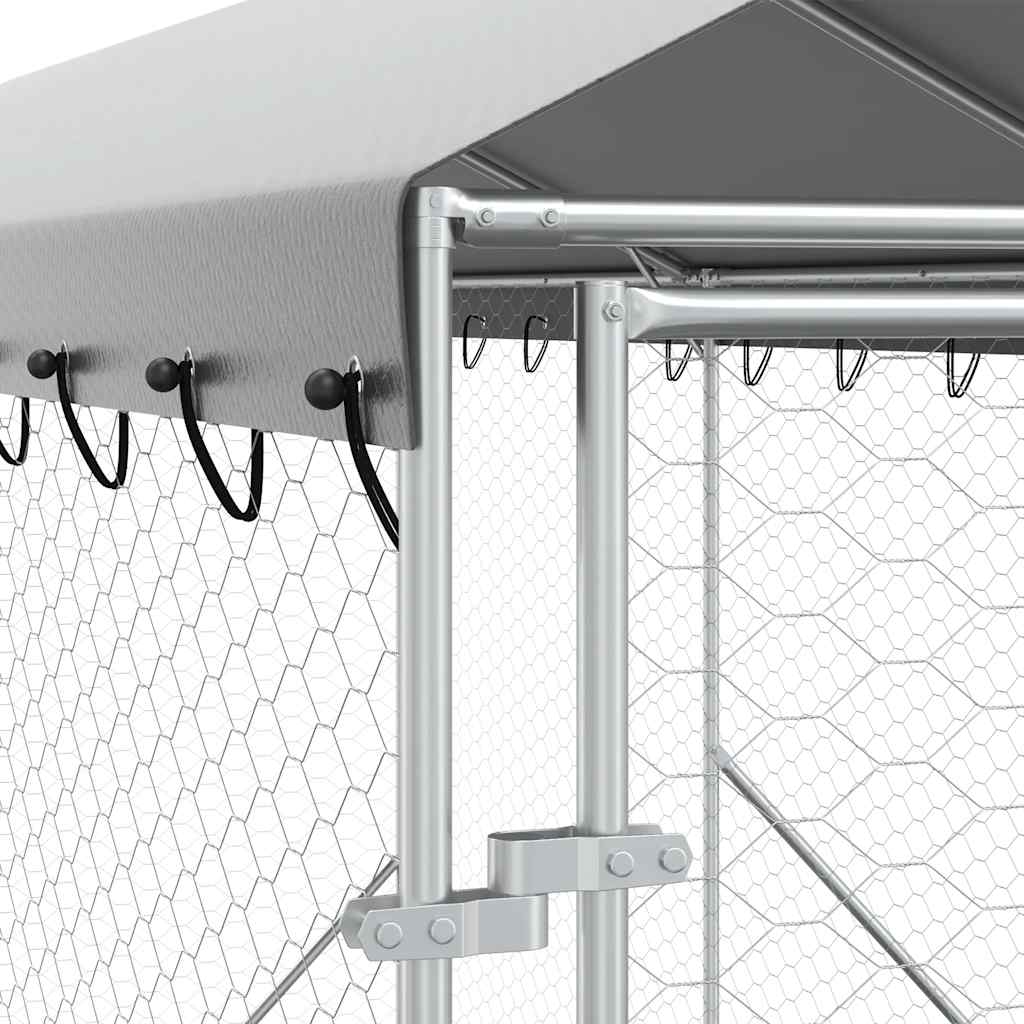 Ezüstszínű horganyzott acél kutyakennel tetővel 2x6x2,5 m 7
