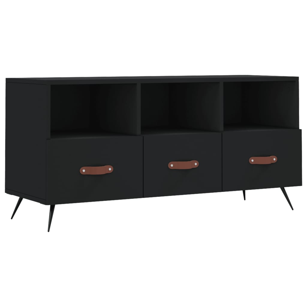 Fekete szerelt fa TV-szekrény 102 x 36 x 50 cm 2