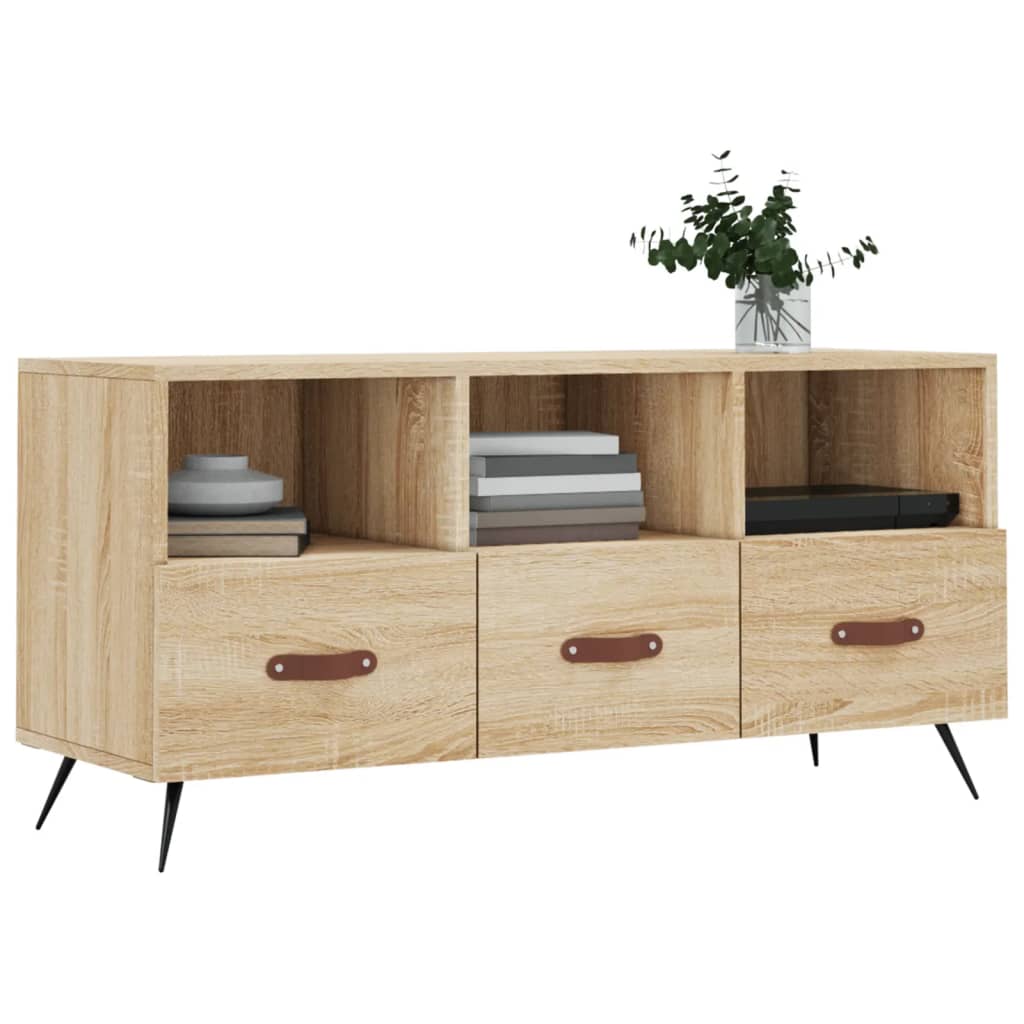 Sonoma tölgy színű szerelt fa TV-szekrény 102 x 36 x 50 cm 3