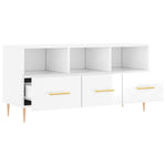 Fehér magasfényű szerelt fa TV-szekrény 102x36x50 cm 6