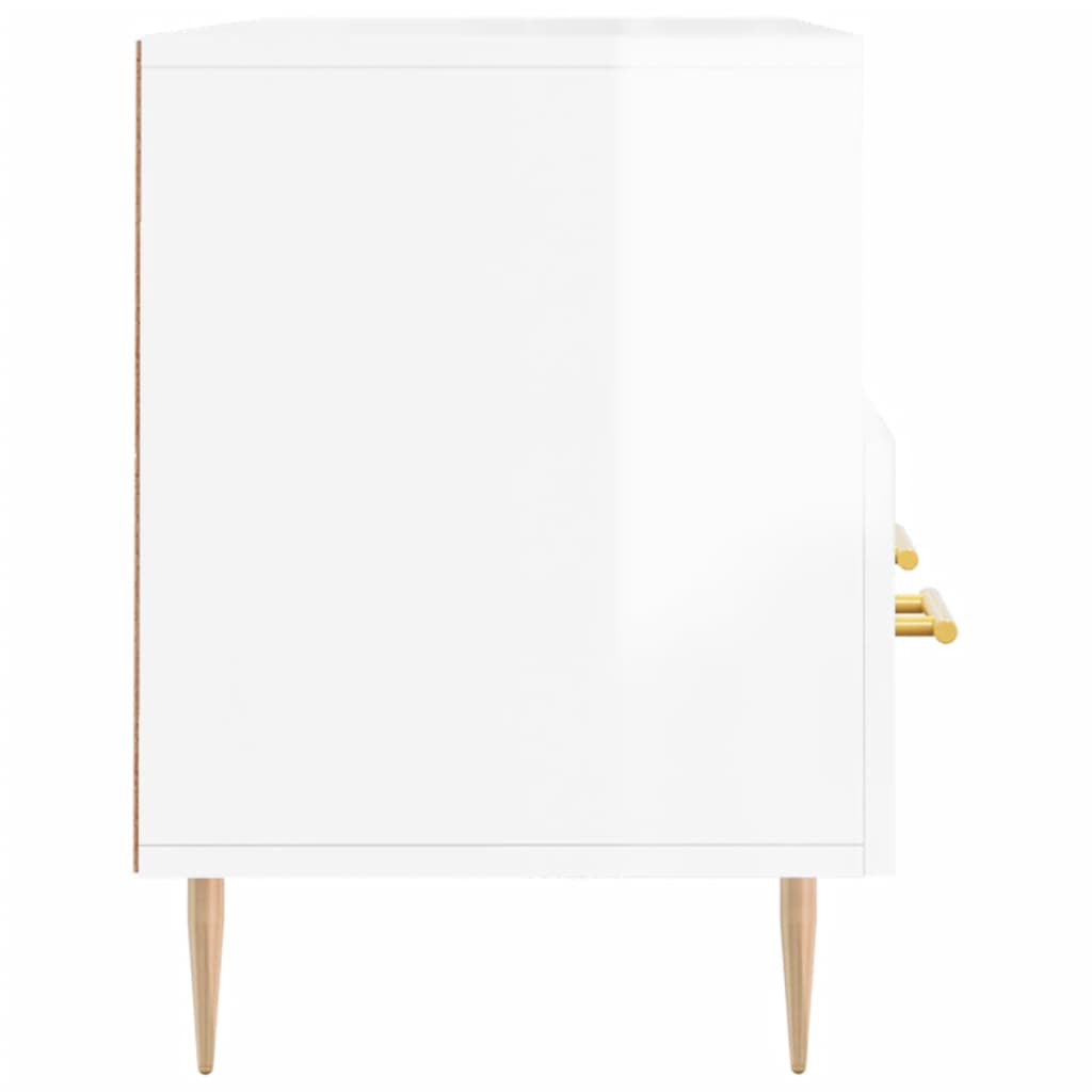 Fehér magasfényű szerelt fa TV-szekrény 102x36x50 cm 7