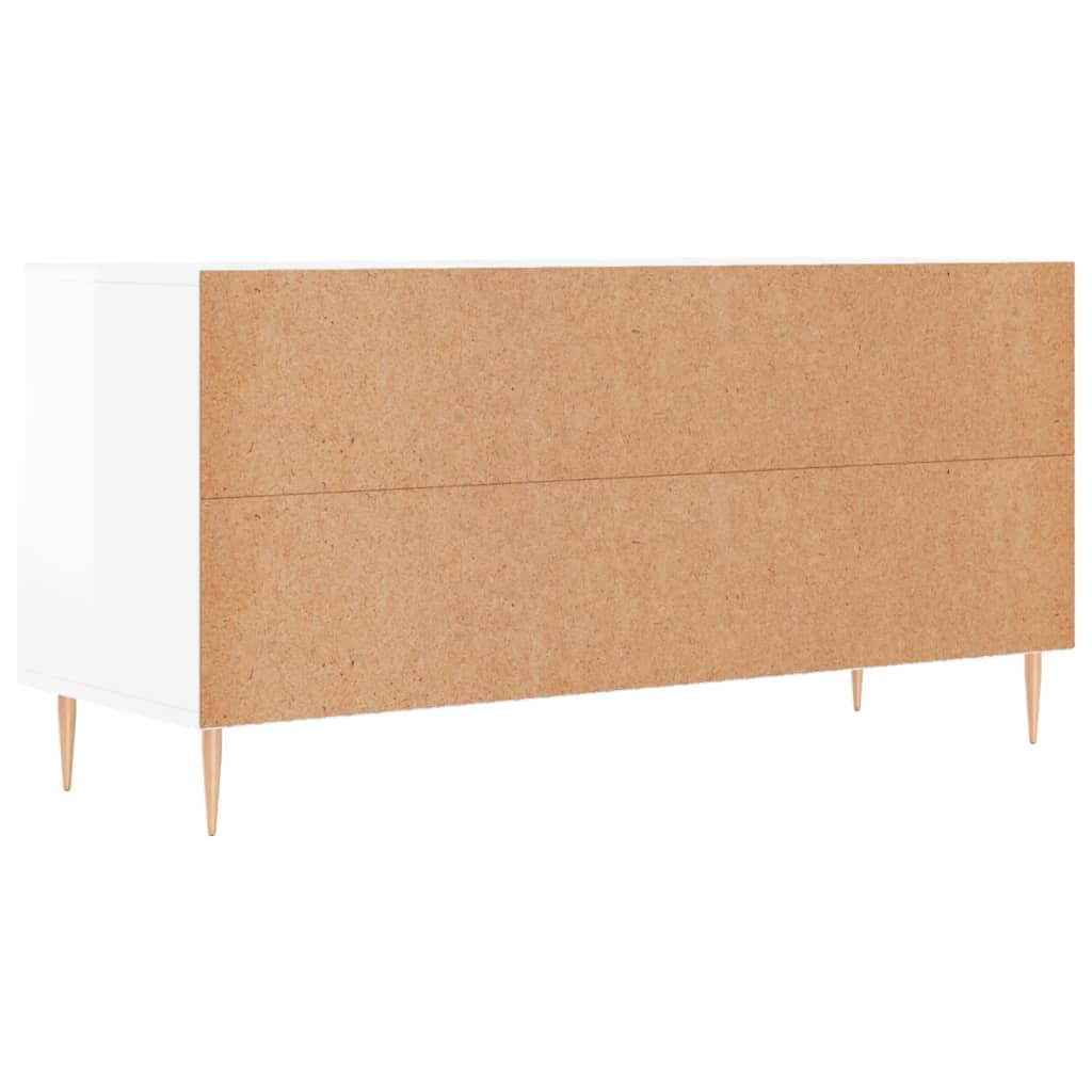Fehér magasfényű szerelt fa TV-szekrény 102x36x50 cm 8