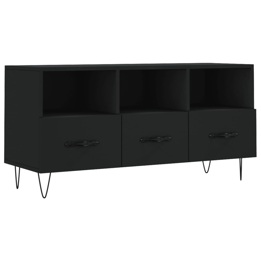 Fekete szerelt fa TV-szekrény 102 x 36 x 50 cm 2