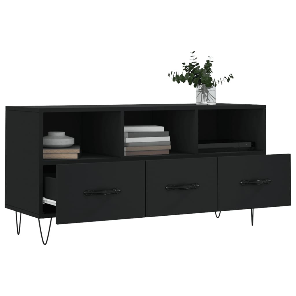 Fekete szerelt fa TV-szekrény 102 x 36 x 50 cm 4