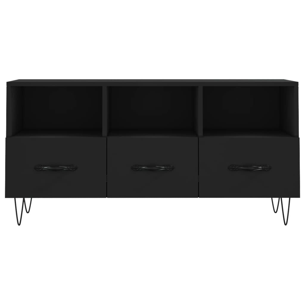 Fekete szerelt fa TV-szekrény 102 x 36 x 50 cm 5