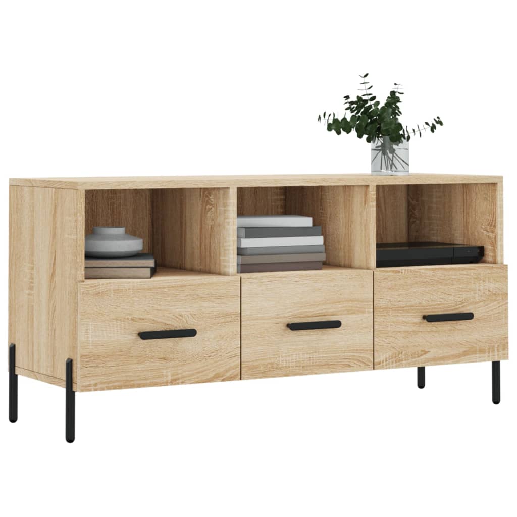 Sonoma tölgy színű szerelt fa TV-szekrény 102 x 36 x 50 cm 3
