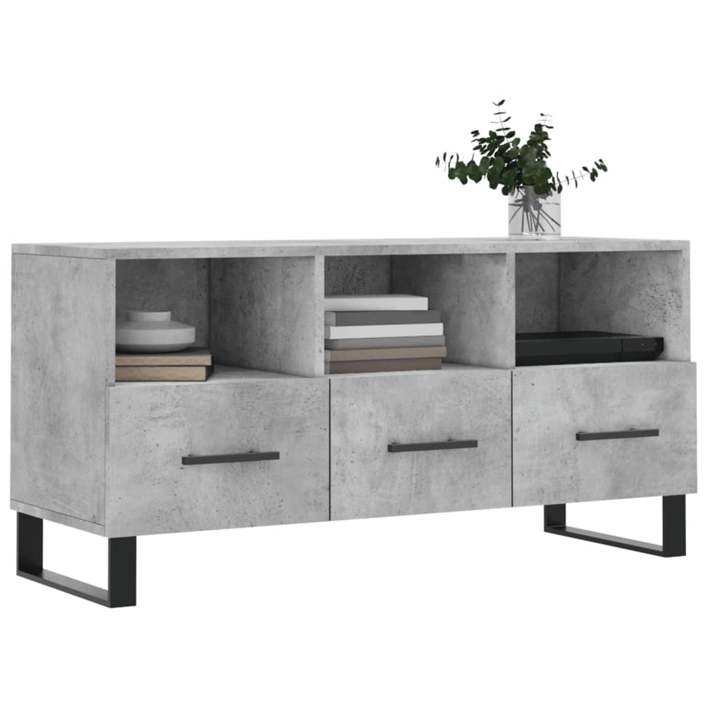 Betonszürke szerelt fa TV-szekrény 102 x 36 x 50 cm 3