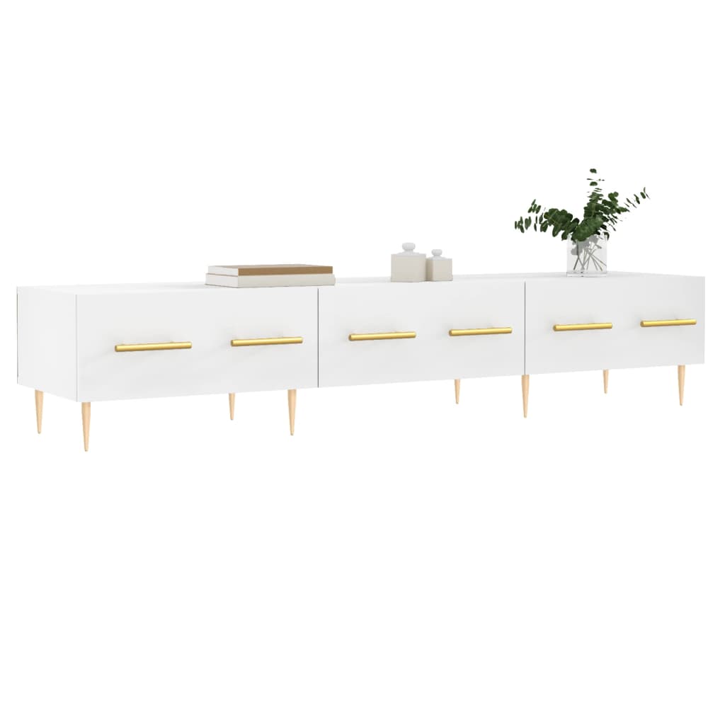 Fehér szerelt fa TV-szekrény 150 x 35 x 55 cm 3